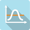 Maximum and minimum demand icon depicted by a white bell curve on a light blue square