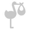 Icon showing a stork (bird) holding a baby