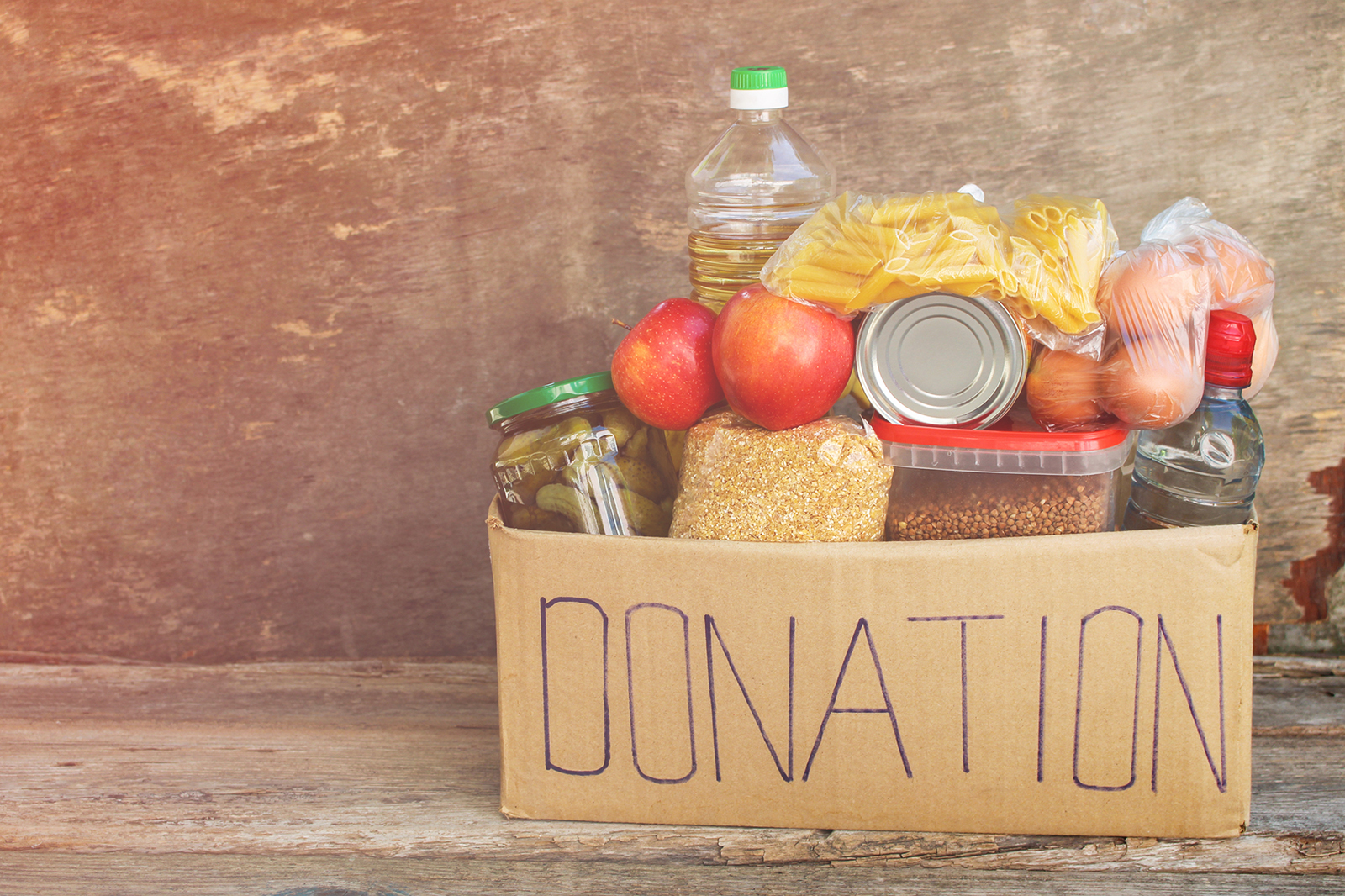 Donation box with food