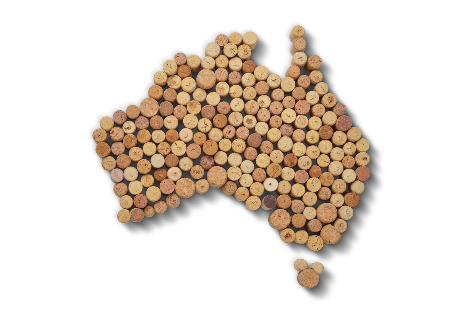 Map of Australia with wine corks