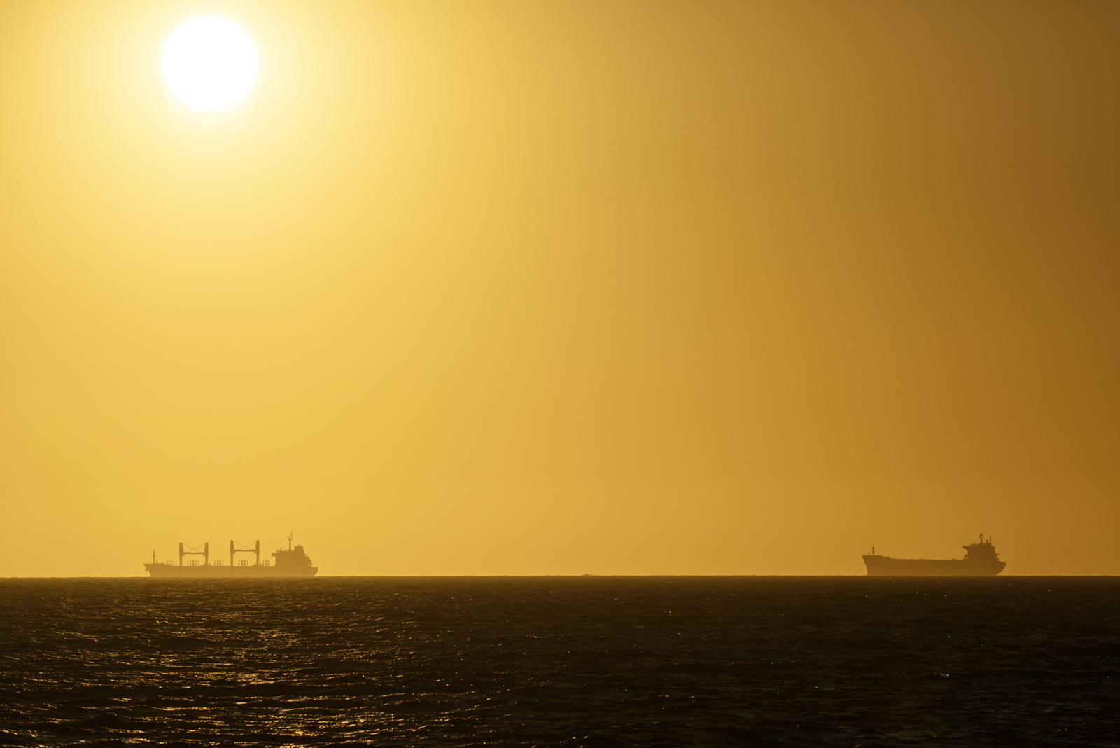 Ships on a sunny horizon in Perth