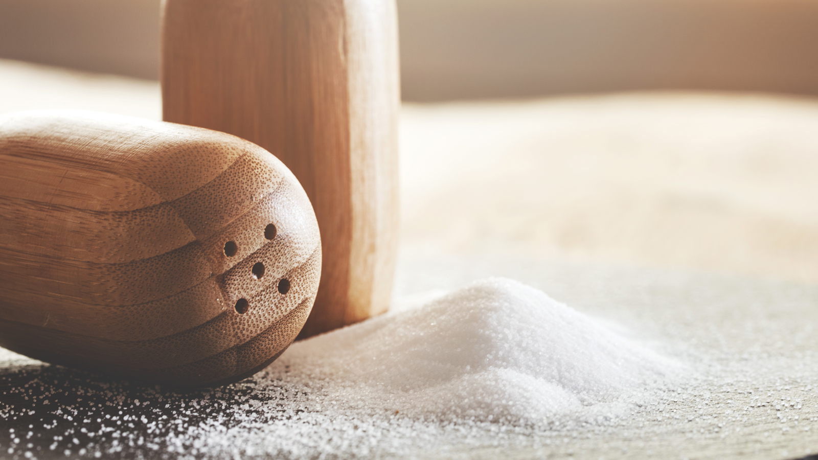 wooden salt shaker and salt
