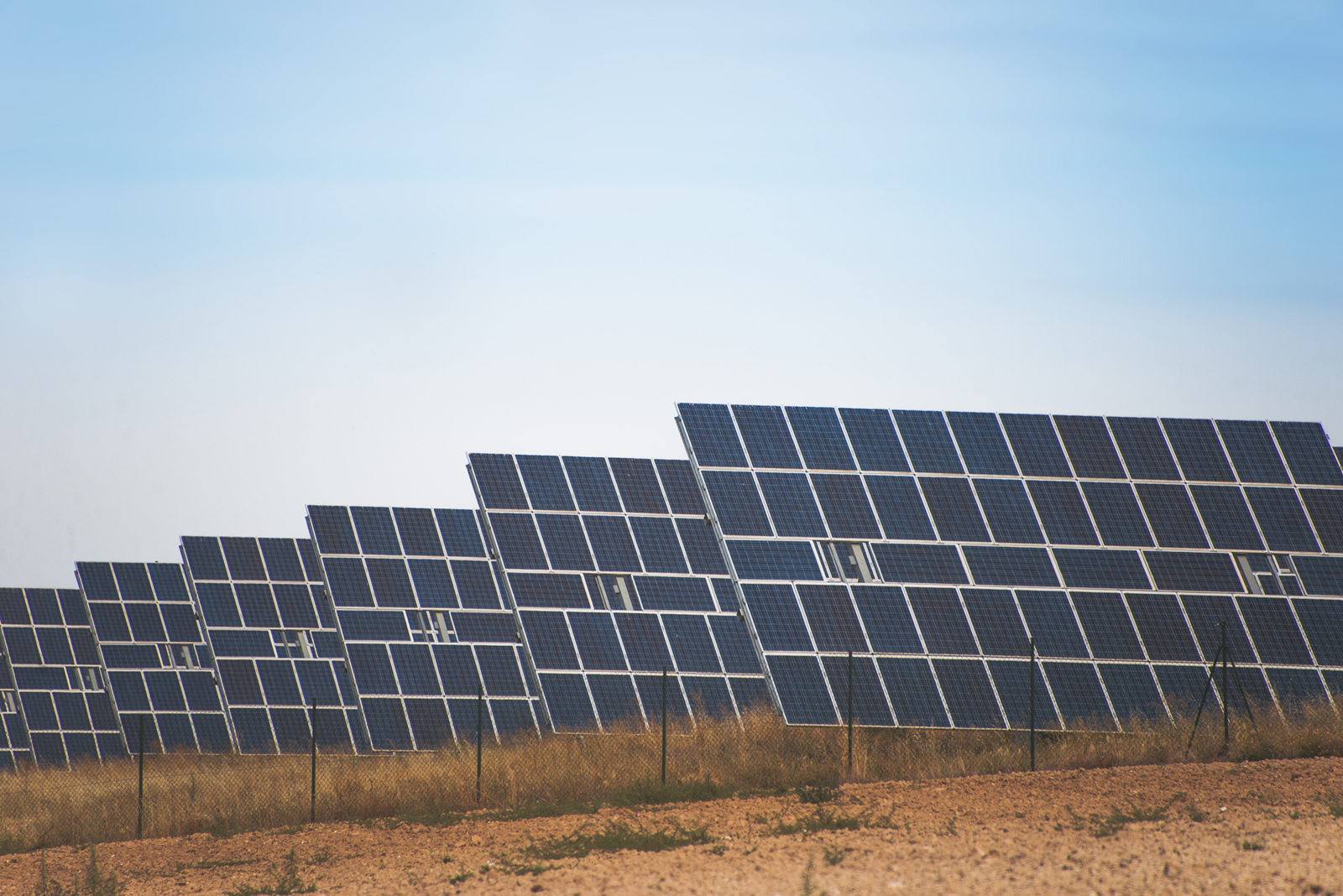 Large solar panels in Spanish solar farm